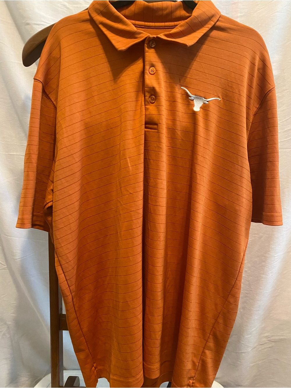 Men's Burnt Orange Short-Sleeve Polo with White Longhorn Logo